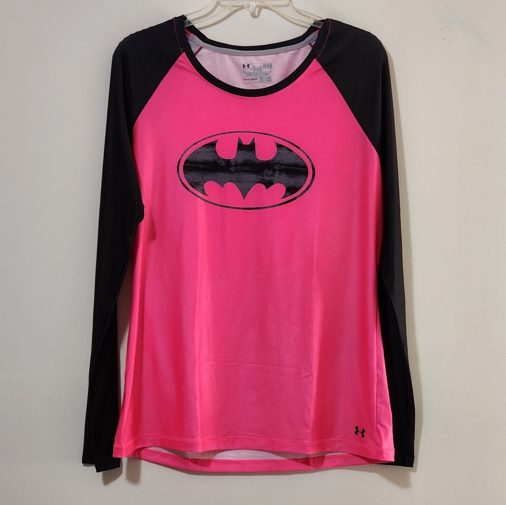 Under Armour Batman Top Hot Pink and Black Long Sleeve